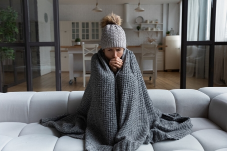 woman with heating problems