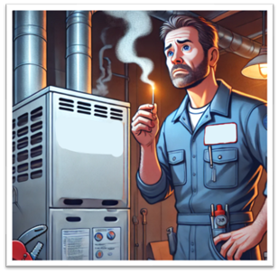 HVAC technician inspecting a furnace